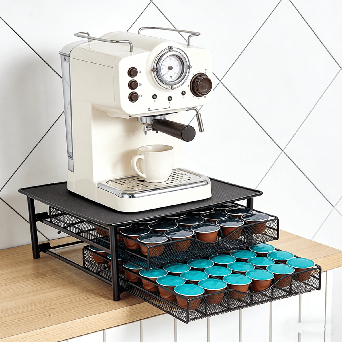 Tiroir De Rangement Pour Capsules De Café À 2 Niveaux, Support Pour Dosettes De Café, Capacité De 72 Capsules Dolce Gusto, Organisateur De Rangement Pour Bureau, Organisateur De Sachets De Thé, Maison