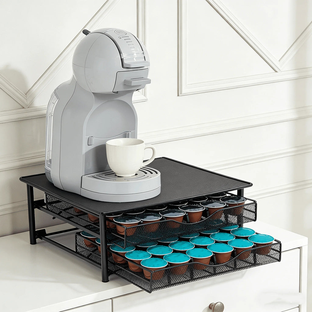 Tiroir De Rangement Pour Capsules De Café À 2 Niveaux, Support Pour Dosettes De Café, Capacité De 72 Capsules Dolce Gusto, Organisateur De Rangement Pour Bureau, Organisateur De Sachets De Thé, Maison