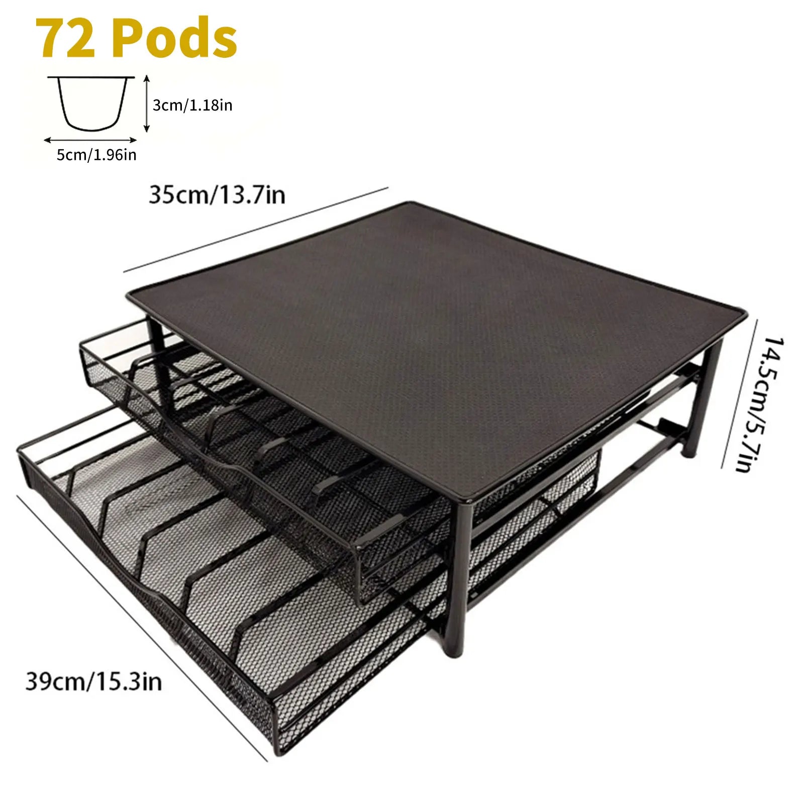 Tiroir De Rangement Pour Capsules De Café À 2 Niveaux, Support Pour Dosettes De Café, Capacité De 72 Capsules Dolce Gusto, Organisateur De Rangement Pour Bureau, Organisateur De Sachets De Thé, Maison