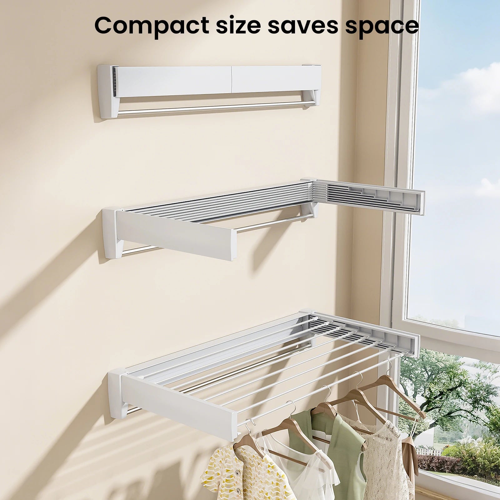 Séchoir À Linge Mural Rétractable Et Pliable En Aluminium De 70/100 Cm, Supporte Jusqu'À 60 Lb, Idéal Pour Les Chambres, Les Balcons Et Les Salles De Bain