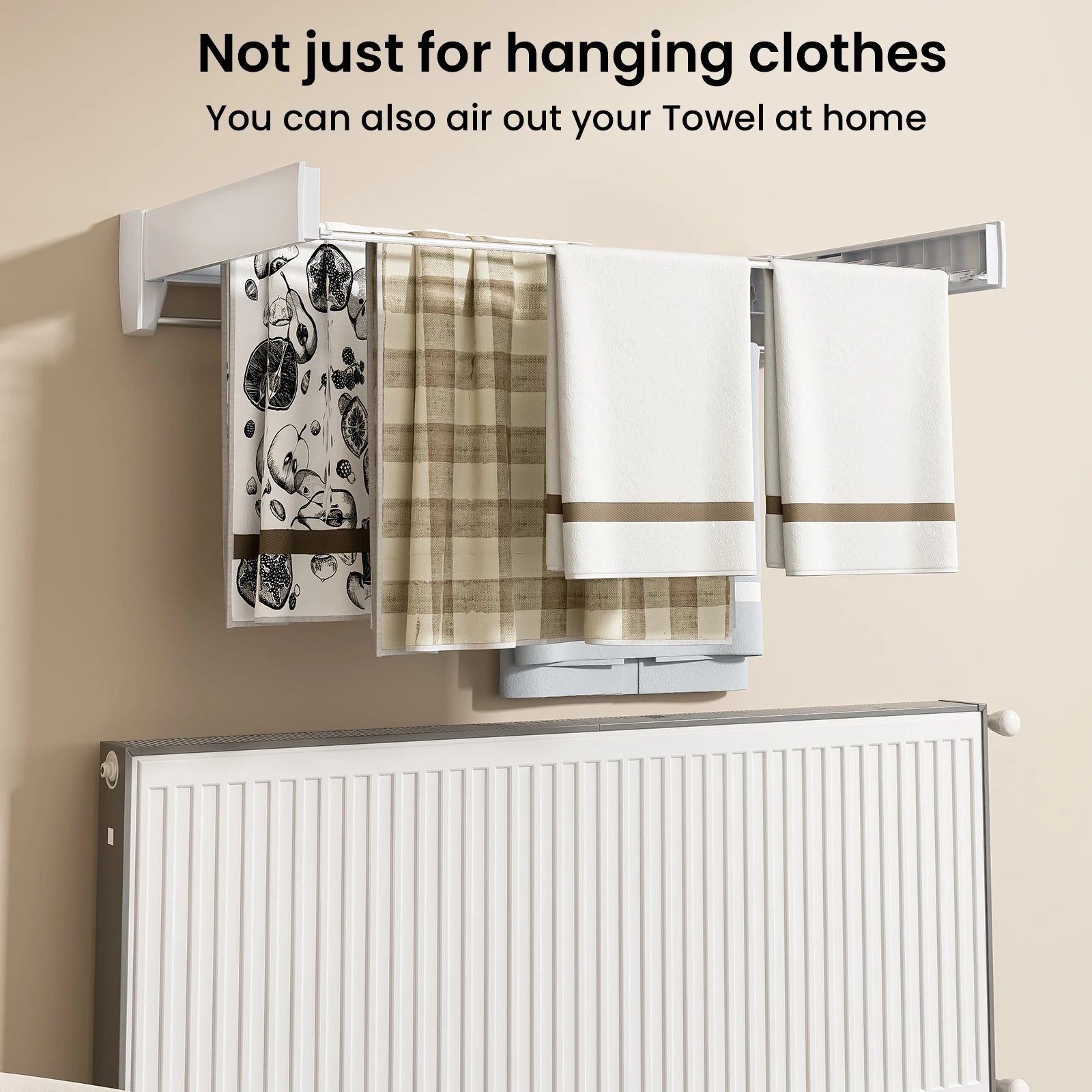 Séchoir À Linge Mural Rétractable Et Pliable En Aluminium De 70/100 Cm, Supporte Jusqu'À 60 Lb, Idéal Pour Les Chambres, Les Balcons Et Les Salles De Bain