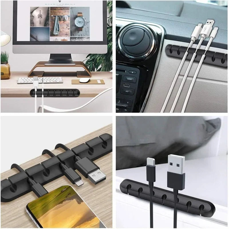 Organisateur De Câbles USB En Silicone, Enrouleur De Câble De Chargement USB, Clips De Gestion Bien Rangés Pour Bureau, Support De Câble Pour Souris, Accessoires Pour Écouteurs