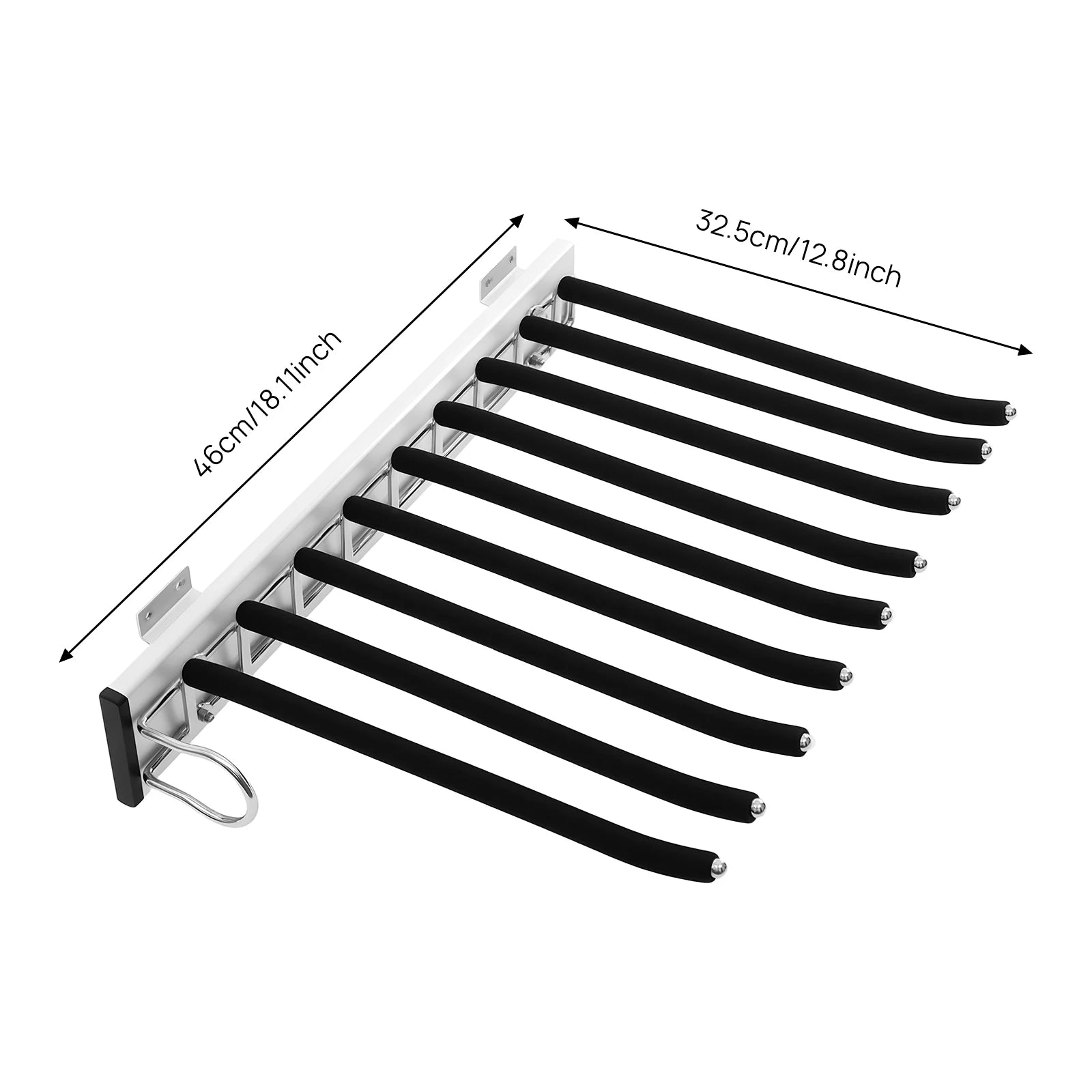 Porte-Pantalons Extractible 46X32,5 Cm, Porte-Pantalons Coulissant Mural, Cintre Pour Pantalons Monté Sur Le Côté À 9 Tiges, Capacité De Charge Maximale 14-16 Kg