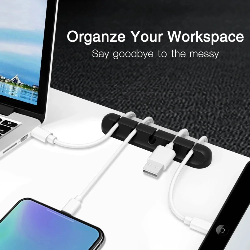 Organisateur De Câbles USB En Silicone, Enrouleur De Câble De Chargement USB, Clips De Gestion Bien Rangés Pour Bureau, Support De Câble Pour Souris, Accessoires Pour Écouteurs