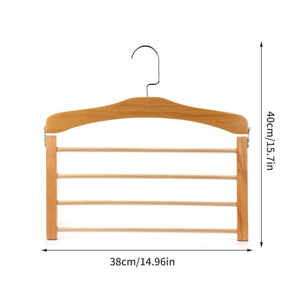 Porte-Pantalons Multifonctionnel En Bois Massif, Cintre Pour Pantalons Multicouche, Artefact De Rangement Domestique, Écharpe, Support De Rangement Pour Garde-Robe