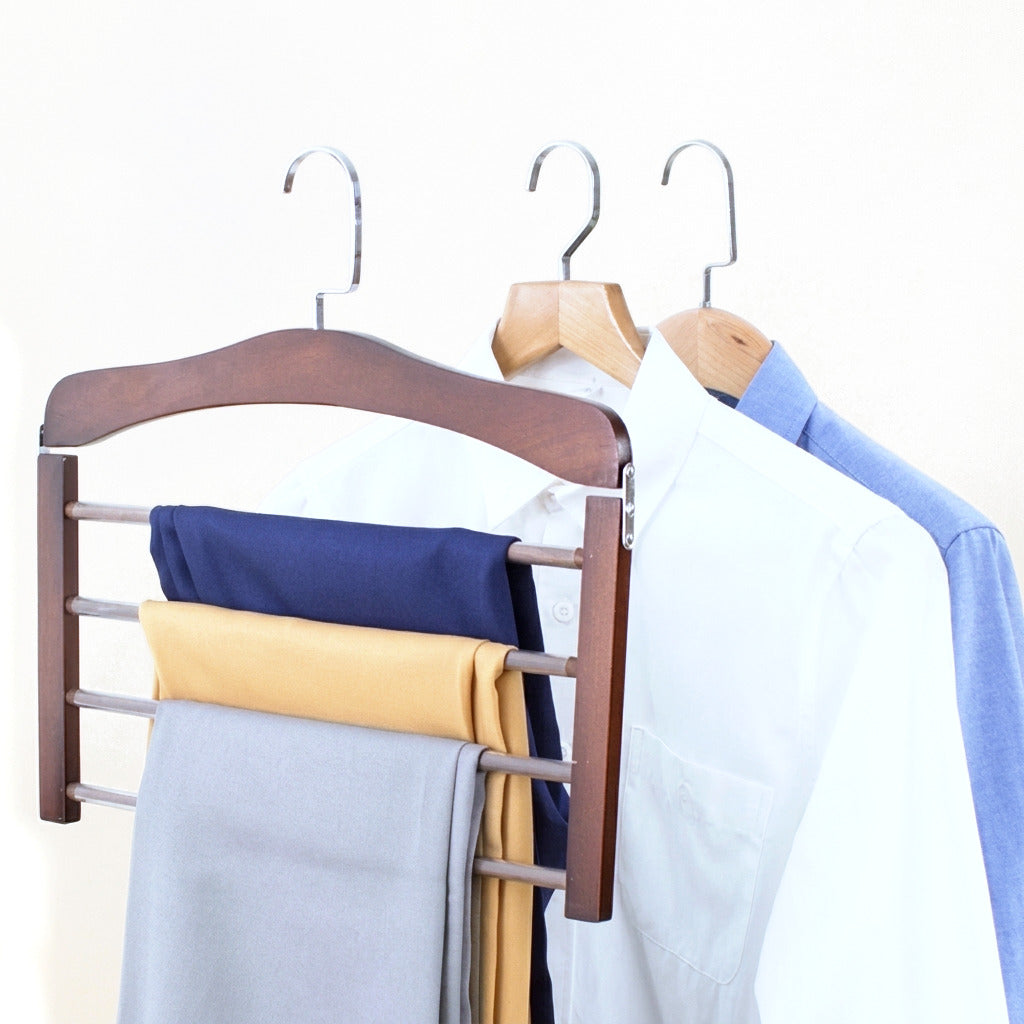 Cintre à pantalons en bois à quatre barres