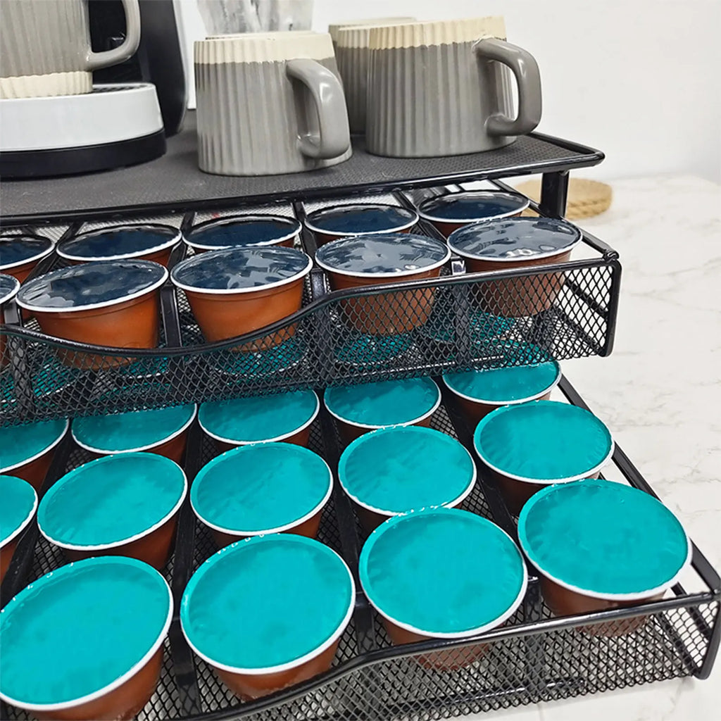 Tiroir De Rangement Pour Capsules De Café À 2 Niveaux, Support Pour Dosettes De Café, Capacité De 72 Capsules Dolce Gusto, Organisateur De Rangement Pour Bureau, Organisateur De Sachets De Thé, Maison